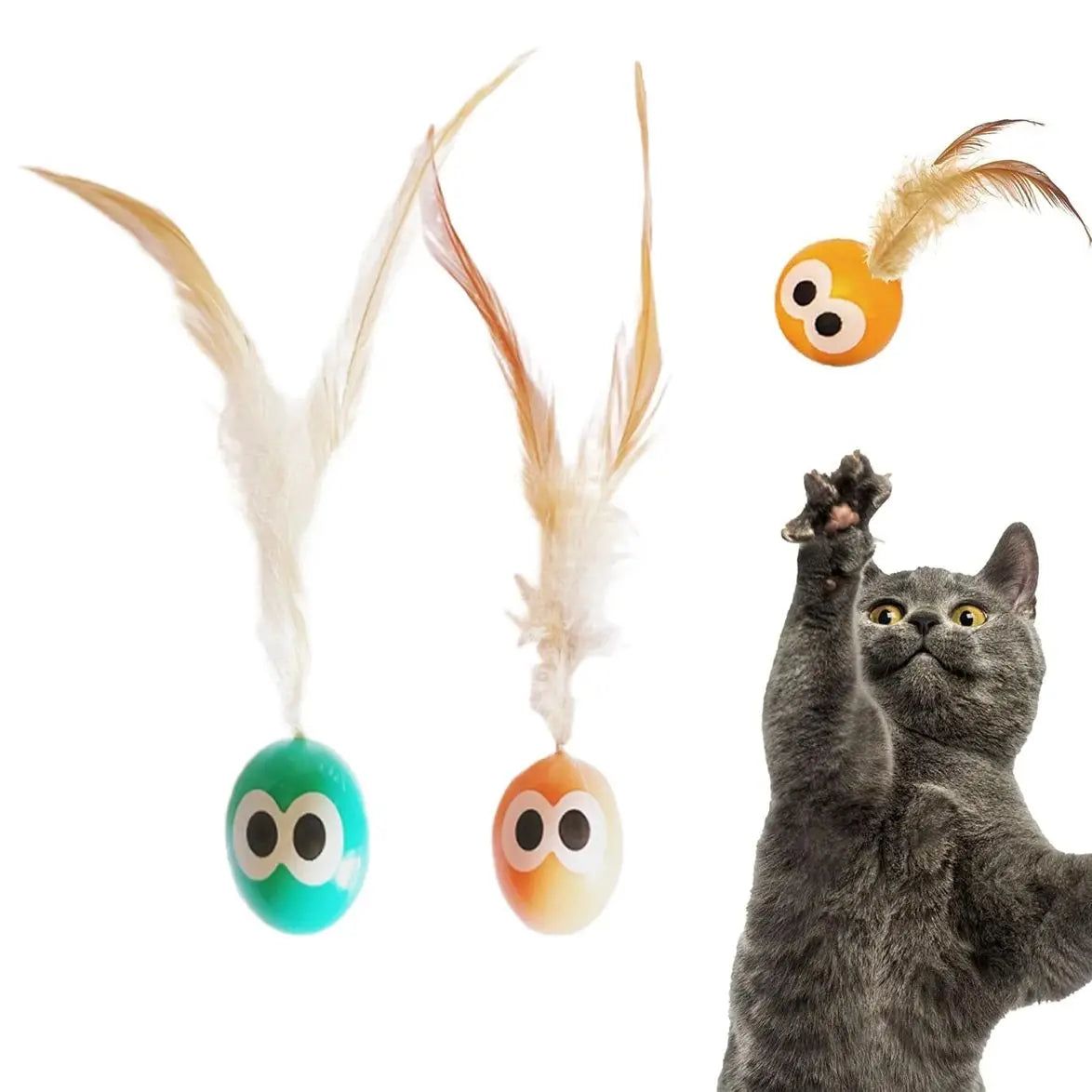 Katten Speelballetjes met Veerstaartjes – Stimuleert Instinctief Spel & Versterkt de Band